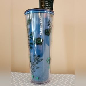 NWT Starbucks tumbler venti blue colour changing with flowers